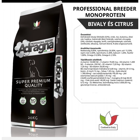 Adragna Monoprotein Medium Adult Bufalo Bivaly és Citrus
