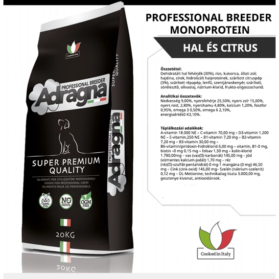Adragna Monoprotein Maxi Adult Pesce Hal és Citrus